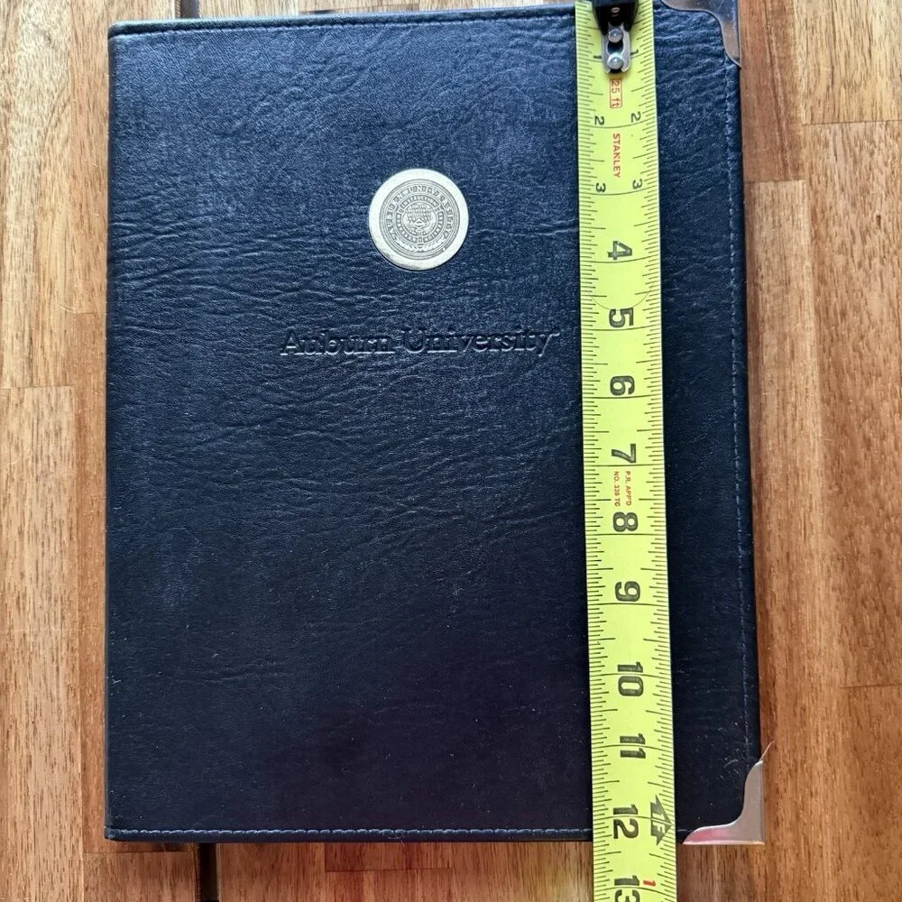 VTG Hazel Auburn University Padfolio‎ Golden Medallion Metallic Corners Embossed